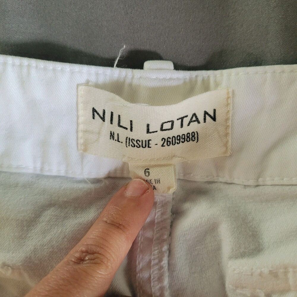 Nili Lotan Pants Issue 2609988 Womens Size 6 White Twill Wide Leg Button Fly - Picture 2 of 8